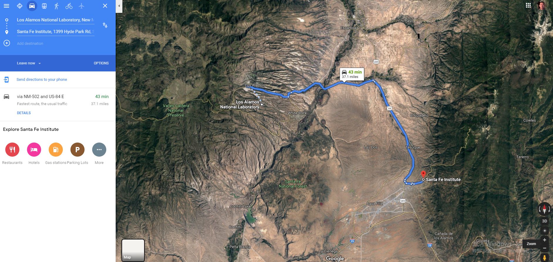 圣塔菲研究所，靠近Alamos实验室